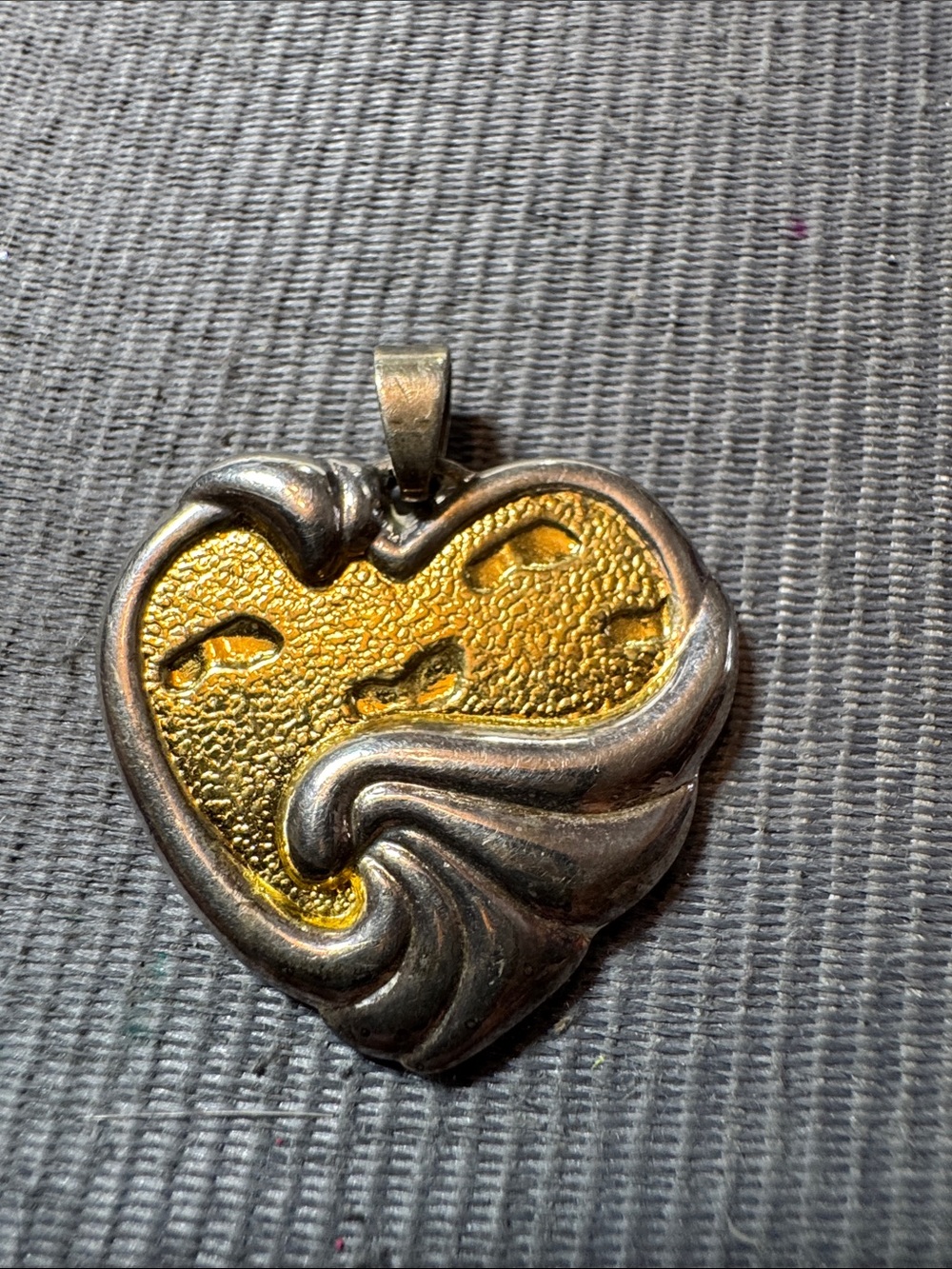 Vintage Gorham Two-Tone Gold and Sterling Silver Heart Pendant Necklace